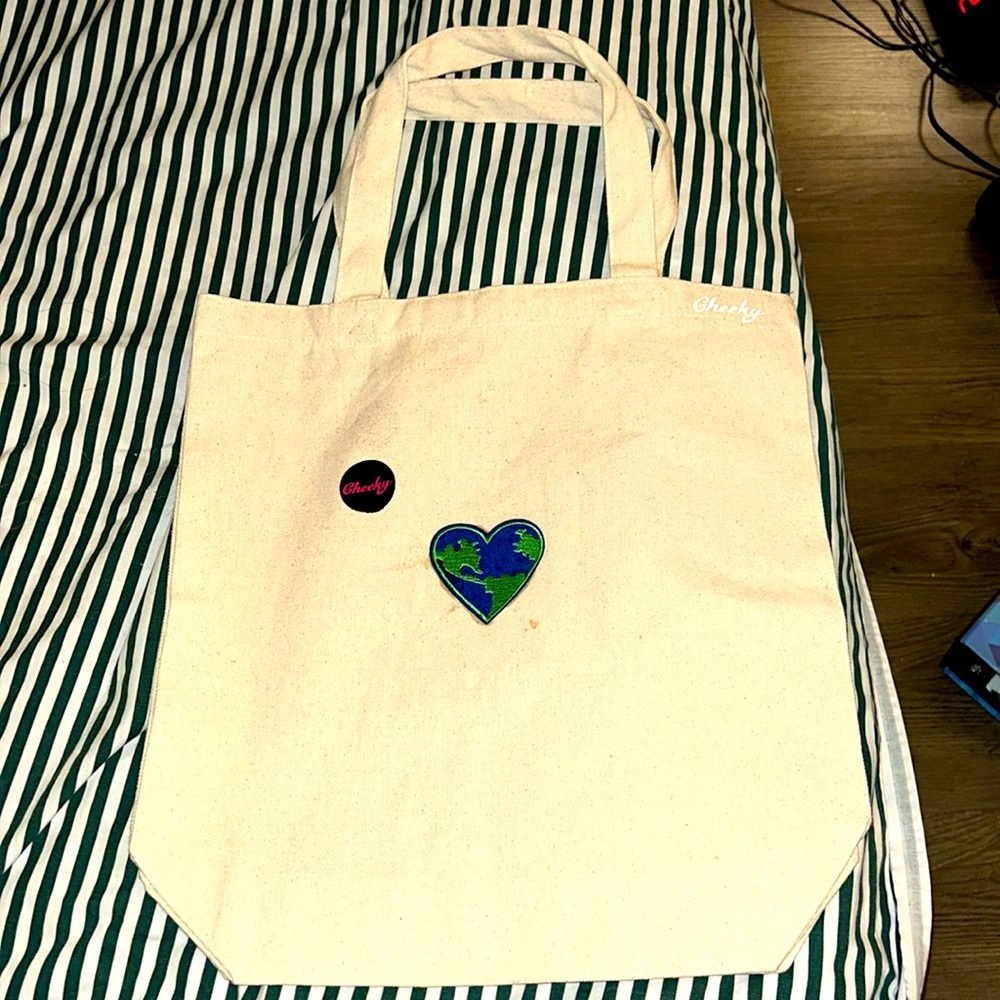 Cutest little handmade tote bag-world patch